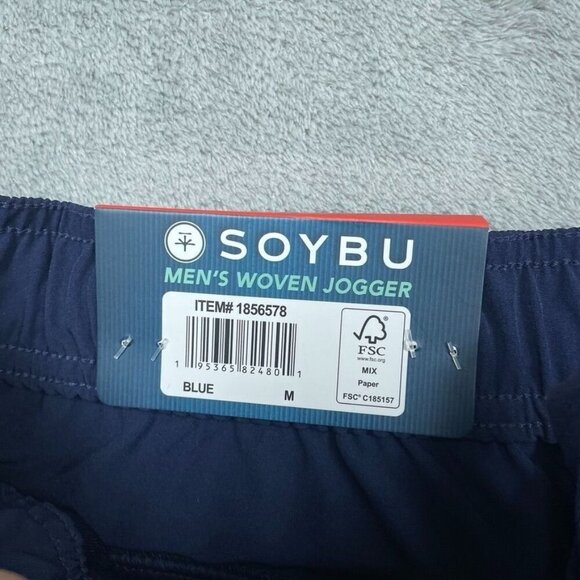 Soybu Mens Woven Jogger Medium Blue Lightweight Elastic Waistband a0411 - Picture 6 of 10